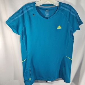 Adidas Blue Workout Tee w/ Zipper Pocket for iPod & Hole for Wire Size Large